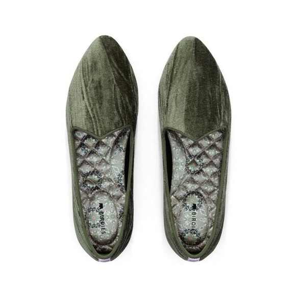 Birdies Shoes - Birdies The Heron Loafers Green Crushed Velvet Flats Sz 7